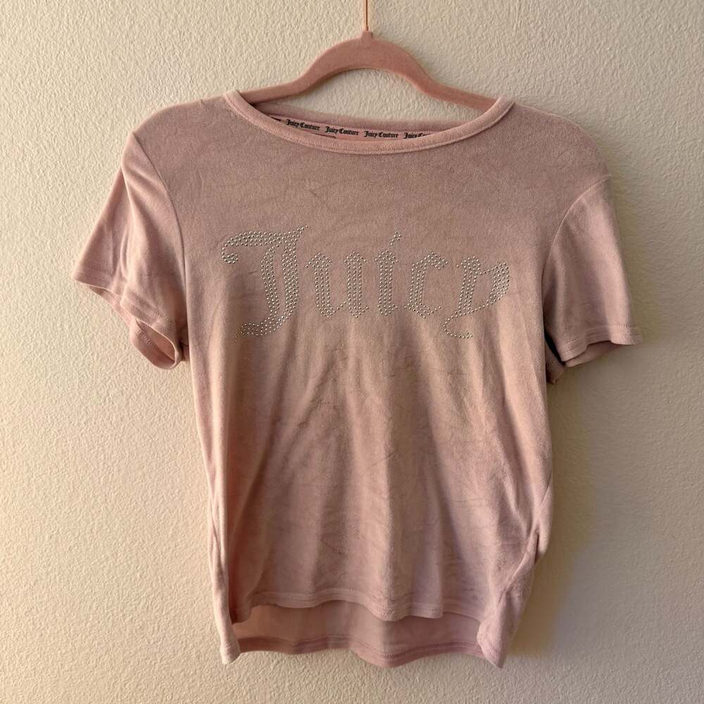 Juicy Couture Rhinestone Logo Velour Sleepwear T-Shirt Size M